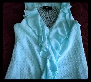 Aqua semi sheer sleeveless blouse